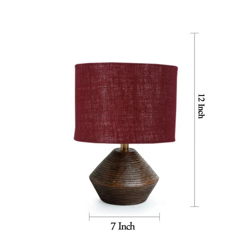 Yami Wooden Table Lamp With Jute Shade - Brown,Maroon media 7