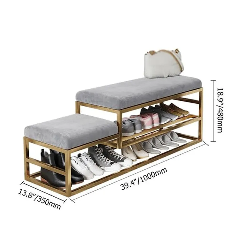 Spacious Metal Shoe Rack - Gold,Grey media 8