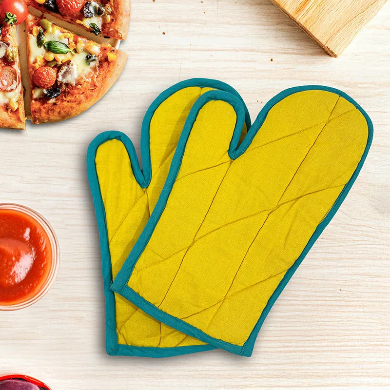 Swayam Teplo Kitchen Gloves (Yellow & Aqua Blue) - Set Of Two media 1