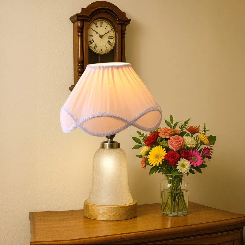 Zoravelle Arc Pleated Wooden Table Lamp - White media 3