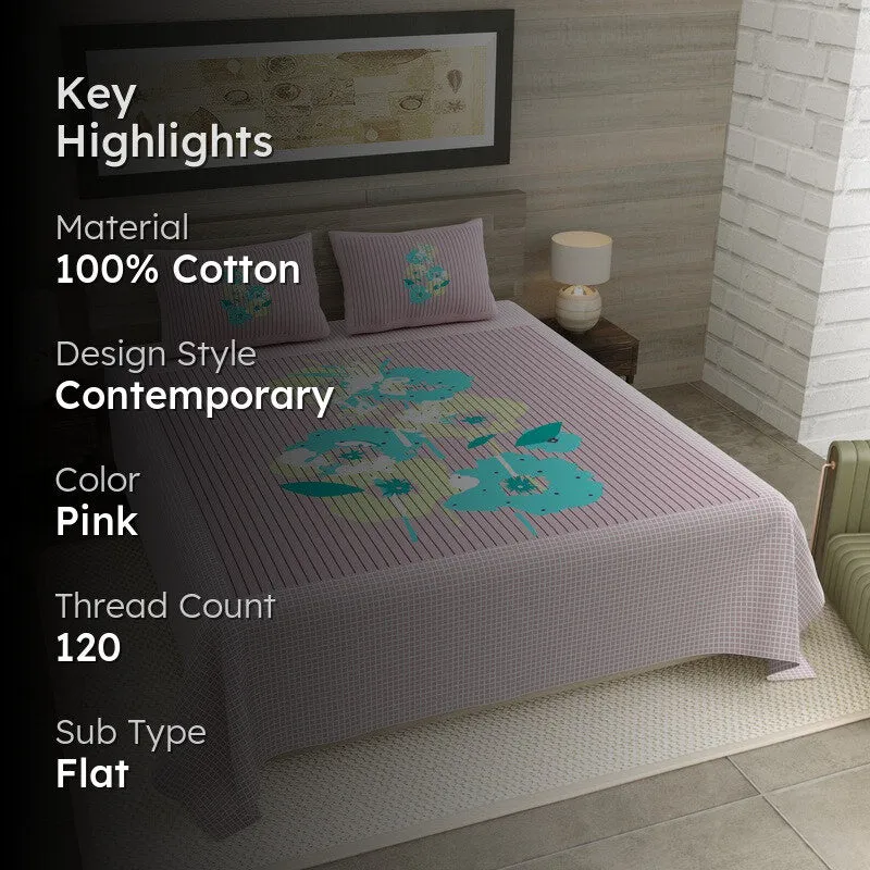 Desert Glow Cotton Bedsheet (Pink) - 120 TC media 2