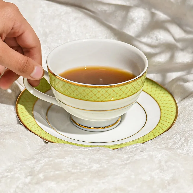Princely 24k Gold Brushed Porcelain Tea Cup & Saucer (280 mL) - Set of Six media 3