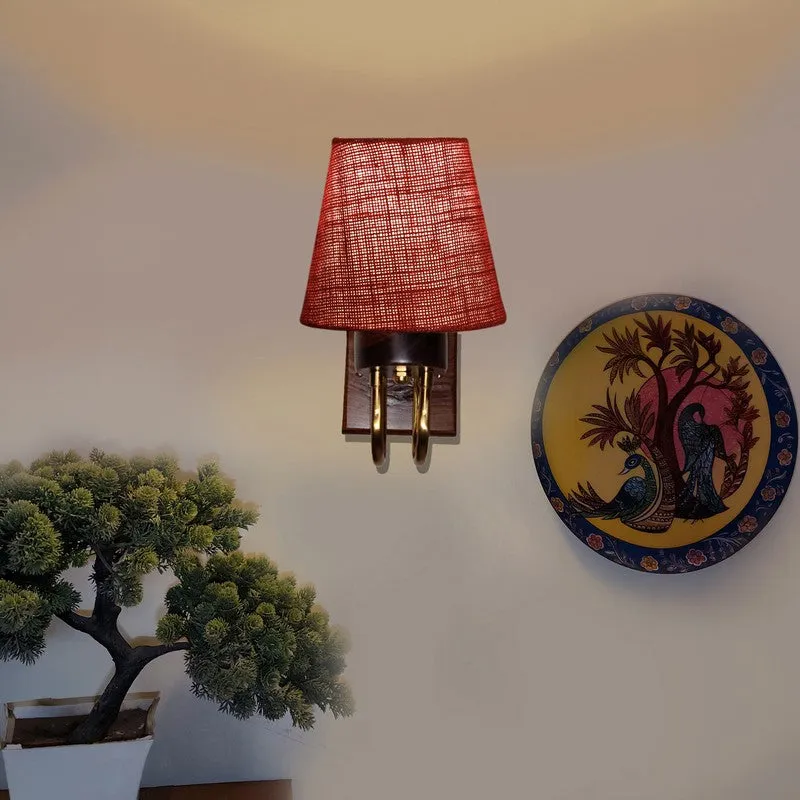 Gilded Arch Decorative Jute Wall Lamp - Red media 4