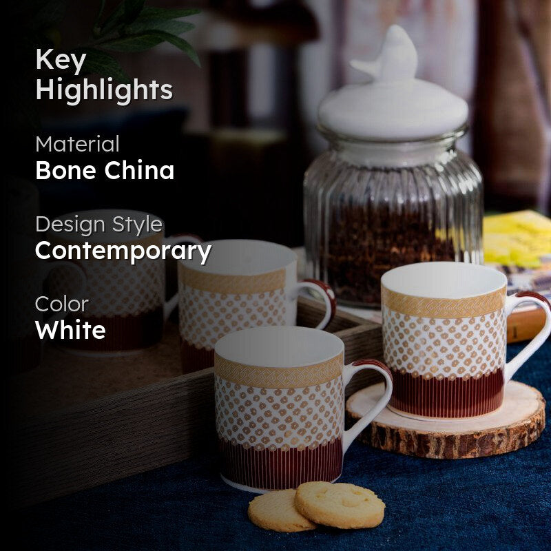 Sonaki Giselle Charm Bone China Tea Cup Gold & Brown (210 mL Each) - Set Of Six media 2