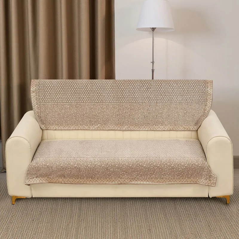 Petite Leave Chenille Sofa Cover - Brown media 3