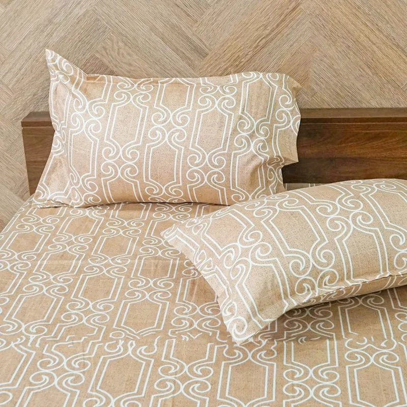 Antira Geometric Cotton Bedsheet (Peach) - 200 TC media 4