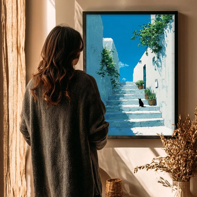 European Alley Canvas Wall Painting - Black Frame media 4
