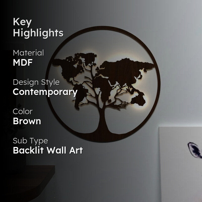 Tree Of World LED Strip Light MDF Wall Accent media 2