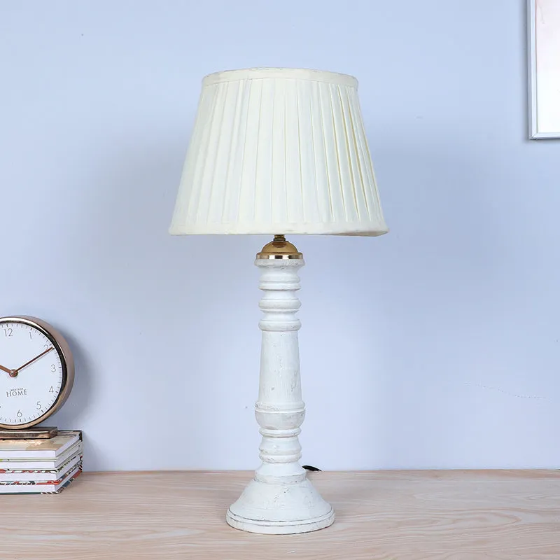 Gujo Coil Pleated Mango Wood Table Lamp - White media 3