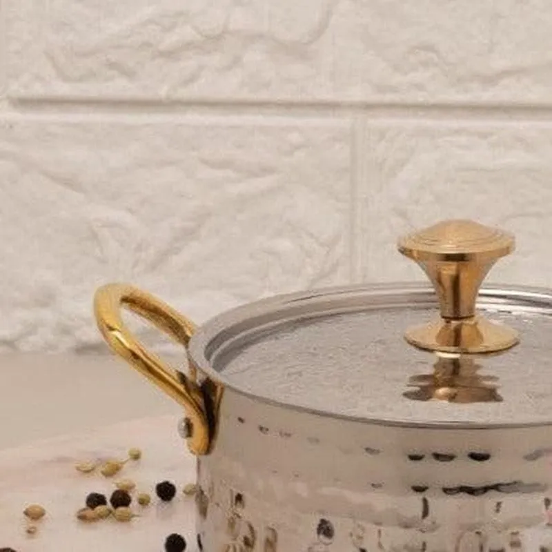 Vintage Charm Hammered Round Serving Pot With Lid - 750 ML media 5