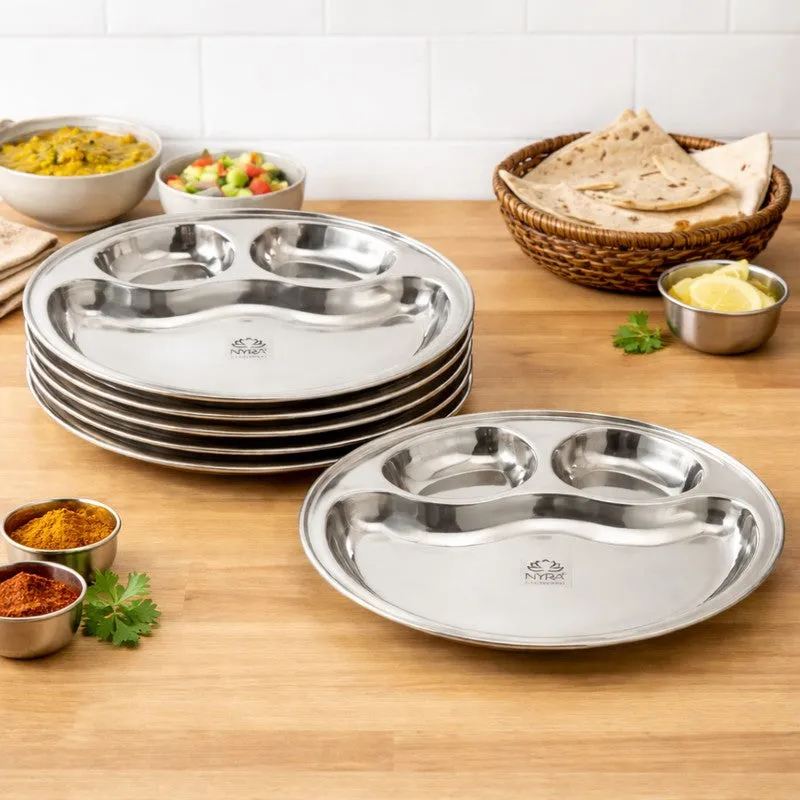 Platira Stainless Steel Dinner Plate - Set Of Six media 1