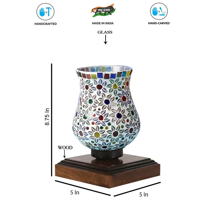 Chromiq Mosaic Glass Table Lamp With Wooden Base - Multicolor media 9