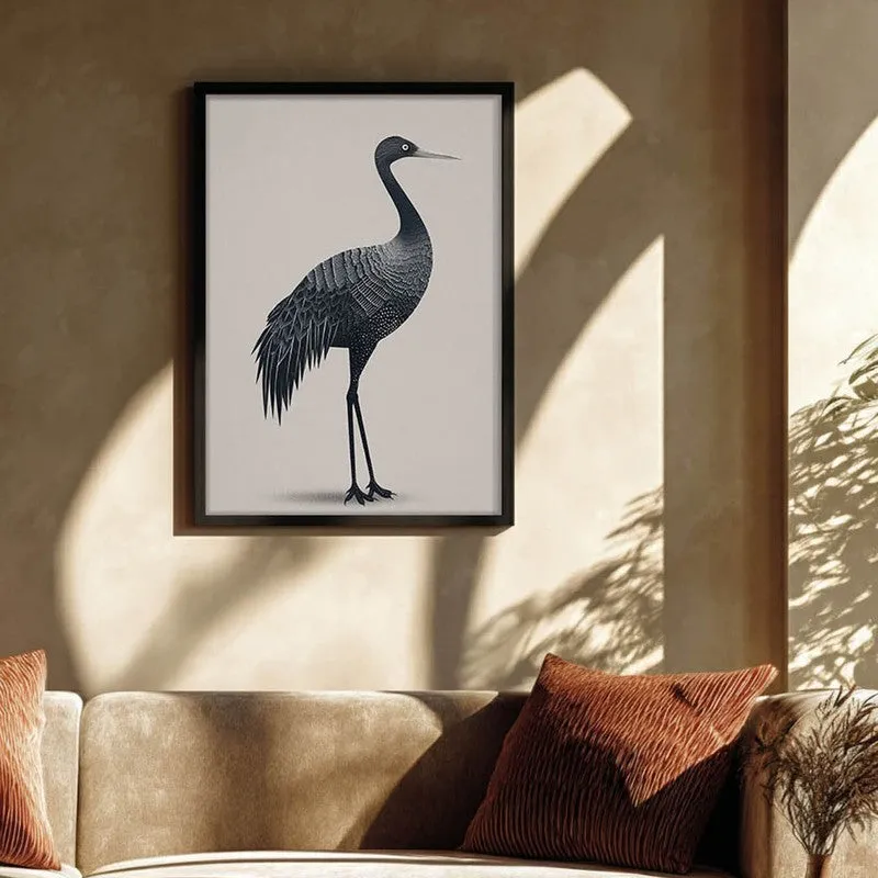 Graceful Crane Line Art Canvas Wall Painting With Black Frame media 5