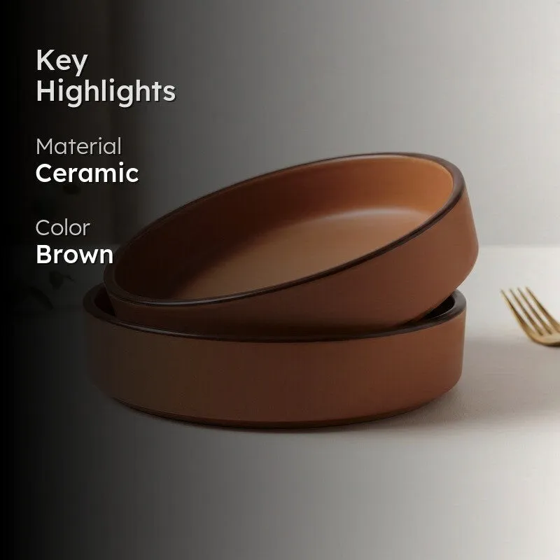 Whimsi Ceramic Salad Bowl (600 mL Each,Brown) - Set Of Two media 2