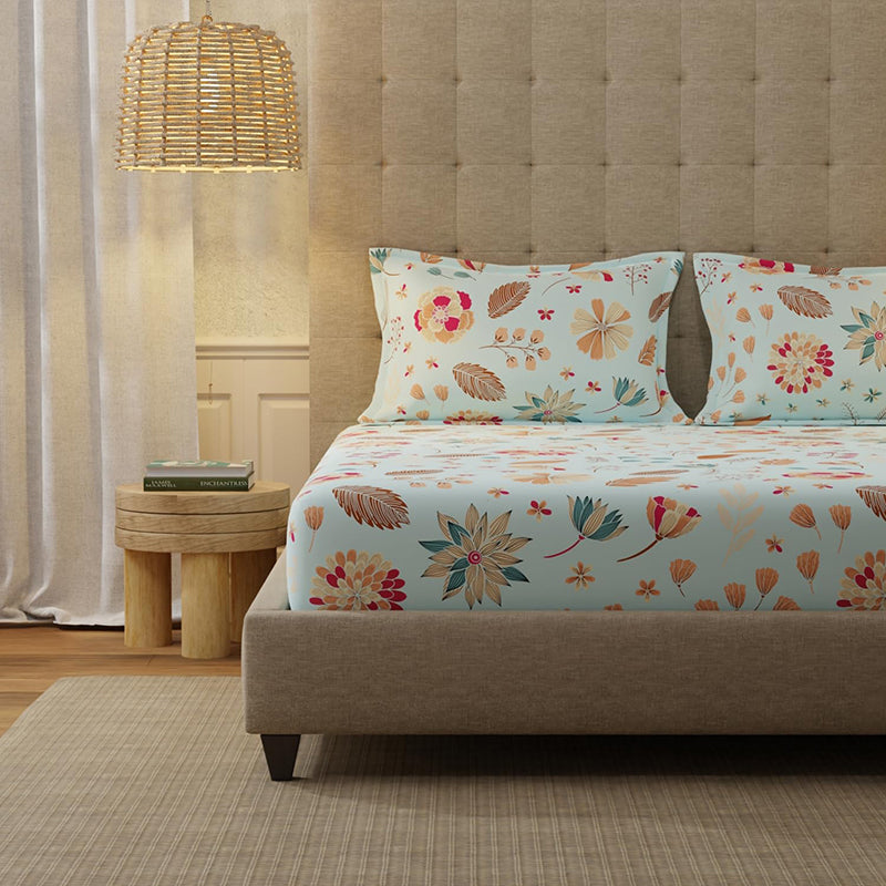 Urban Space Florence Sky Blue Cotton Bedsheet - 200 TC media 3