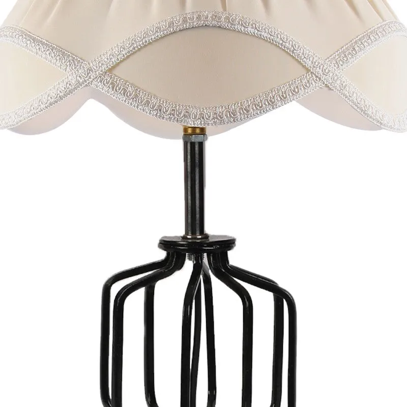 Auralynva Cotton Table Lamp With Wooden Base - Ivory media 8
