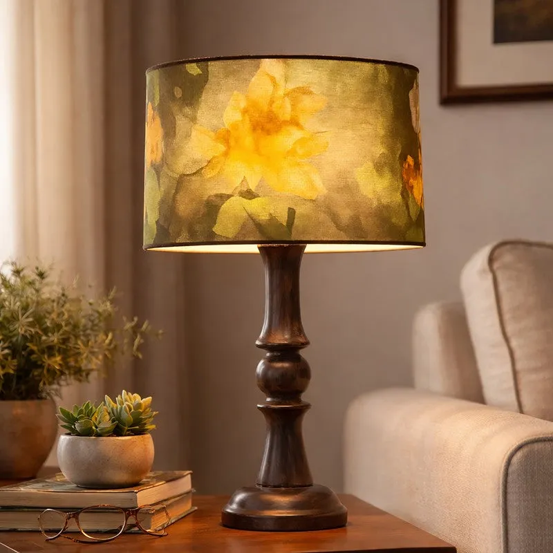 FloralBloom Wooden Table Lamp media 3