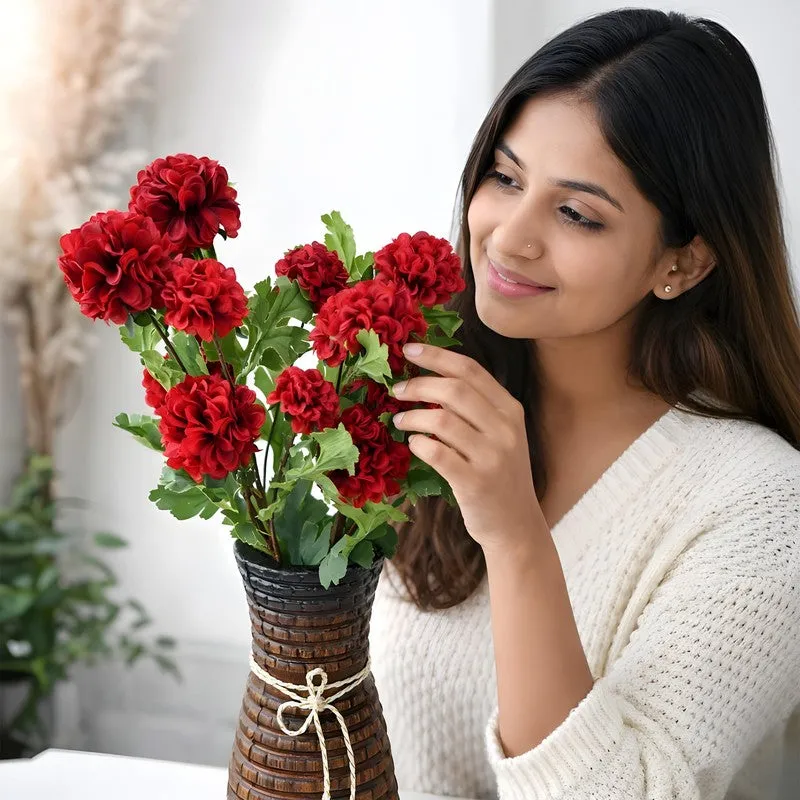 Rosvian Plastic Artificial Flower (Maroon) - Set Of Two media 7