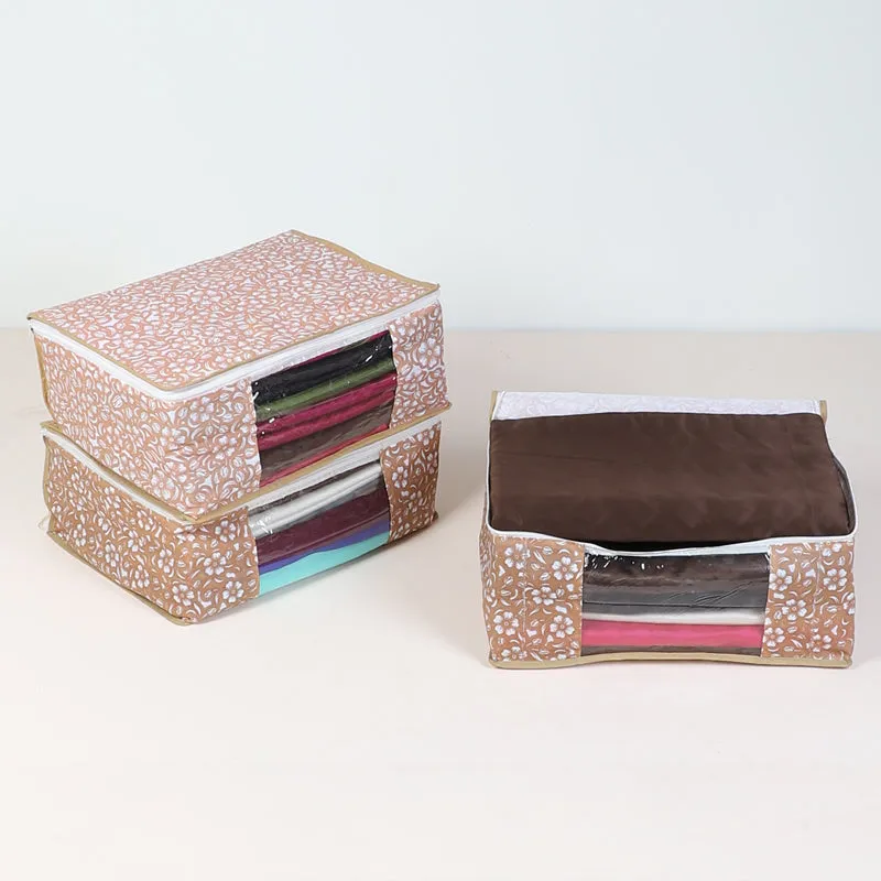 Bizet Floral Saree Cover (Brown) - Set Of Three media 1