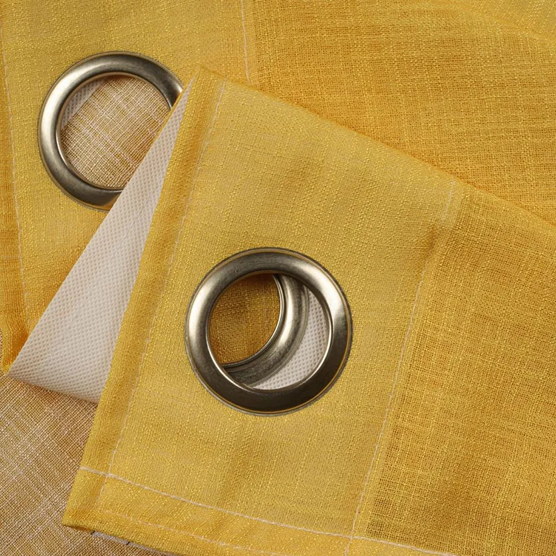 Ombrina Linen Texture Sheer Curtain (Yellow) - Set Of Two media 5