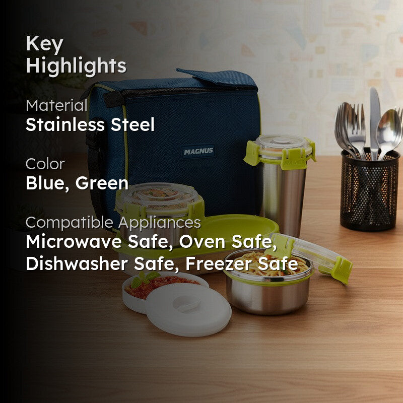 Kavro Smart Lunch Box with Lunch Bag - Five Piece Set media 2