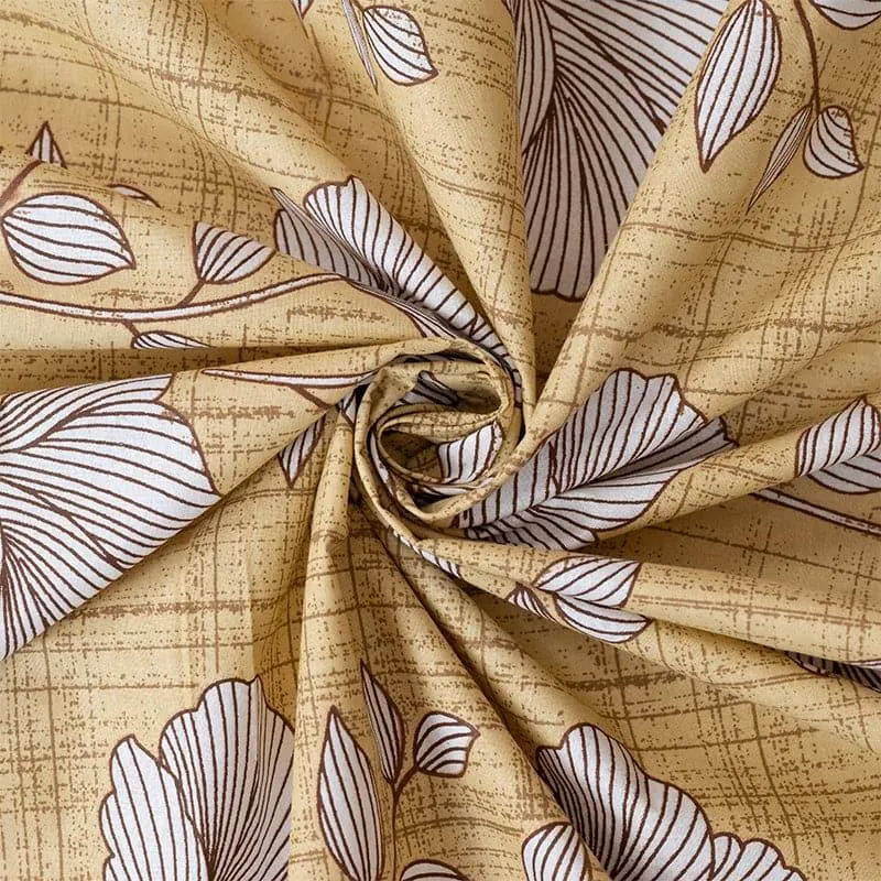 Manora Floral Cotton Bedsheet (Yellow) - 144 TC media 5