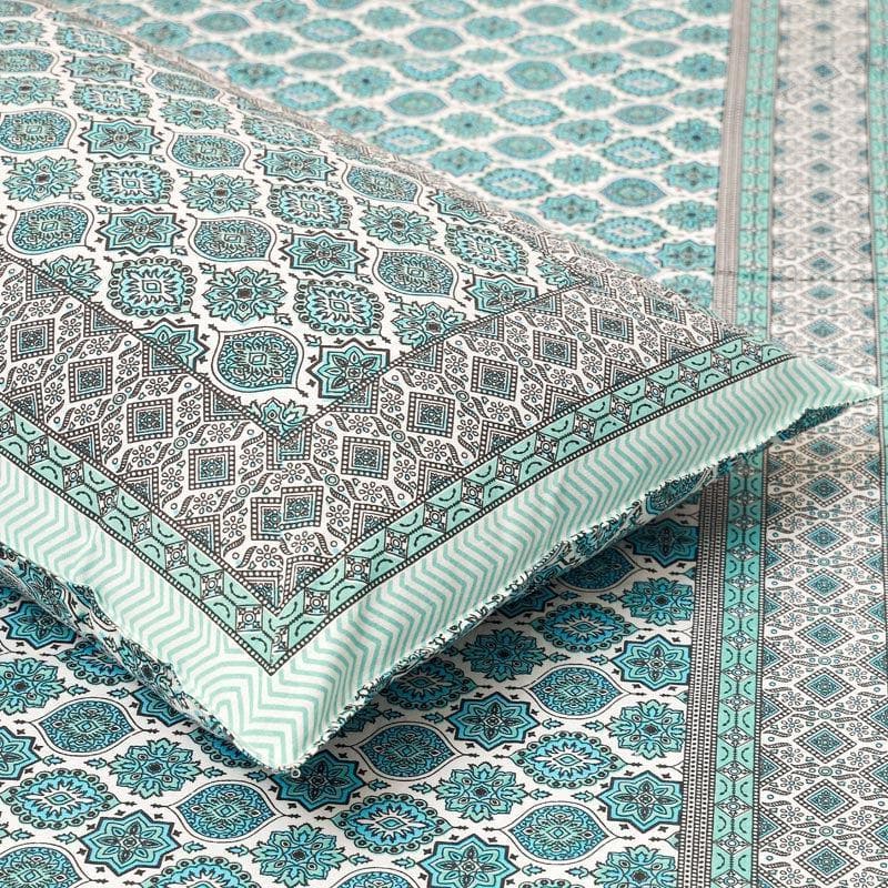 Neelambari Jaipuri Cotton Bedsheet (Sky Blue) - 144 TC media 5
