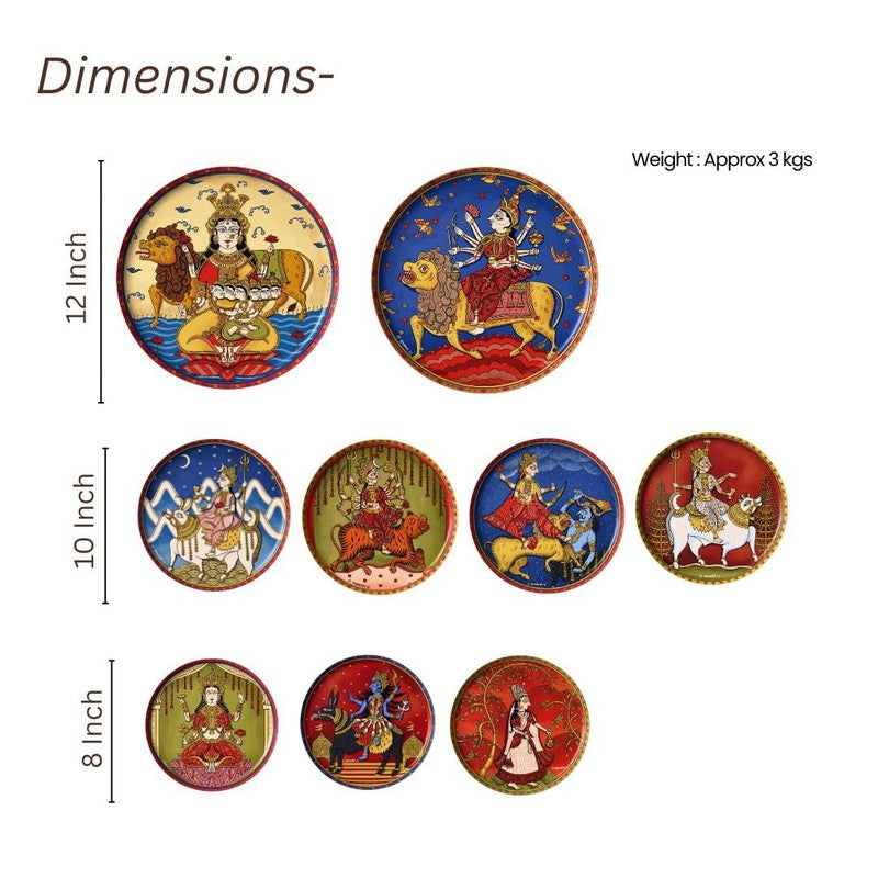 Nava Shakti Metal Wall Plates - Set of Nine media 9