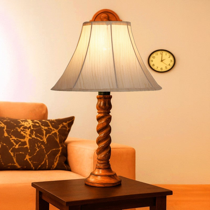 Elvane Zerin Wooden Table Lamp - OffWhite media 3