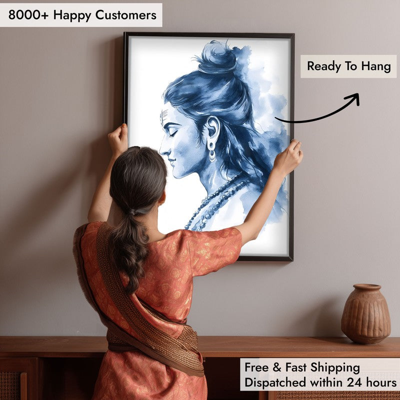Moksha Shiva Spiritual Archival Paper Wall Painting With Frame - Black media 6