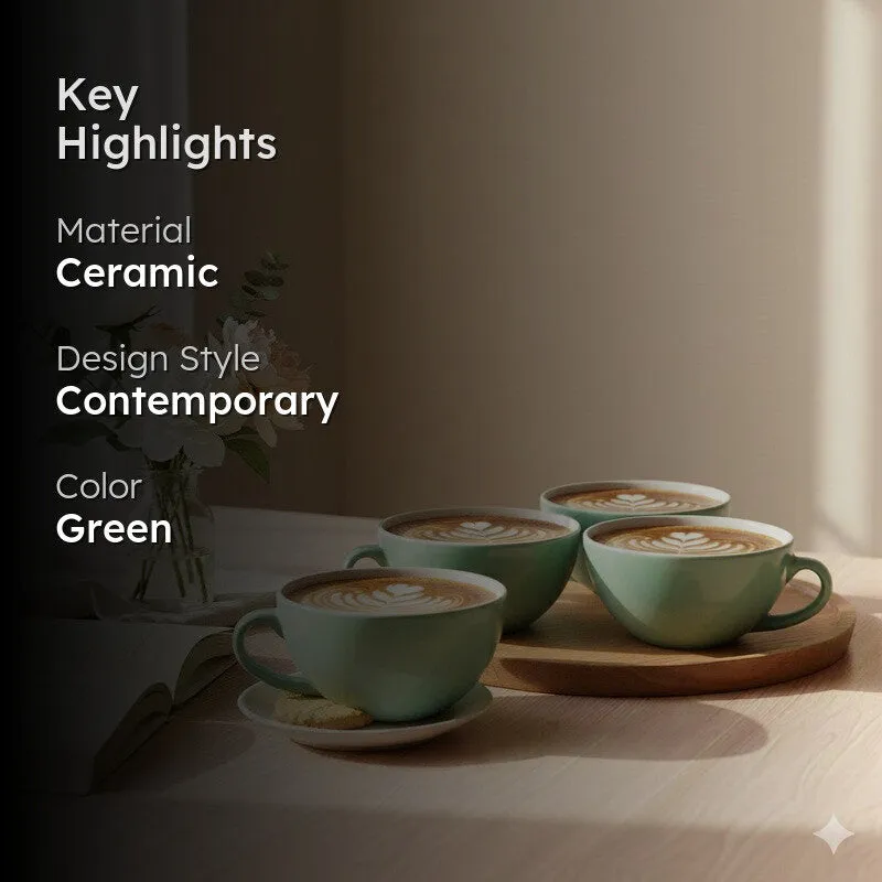 Zen Ceramic Coffee Mug (320 mL Each) - Set Of Four media 2