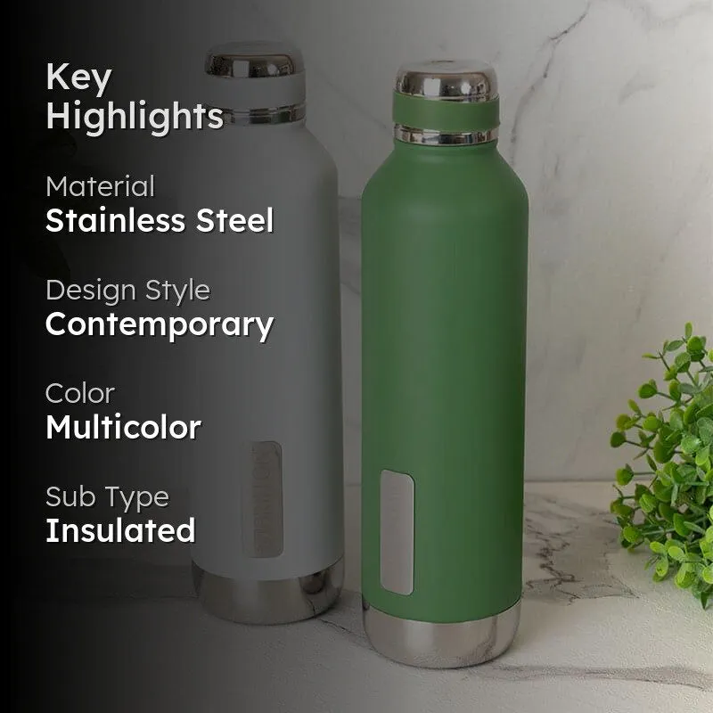 Bristo Sip Hot & Cold Thermos Water Bottle (White & Green, 750 mL Each) - Set Of Two media 2
