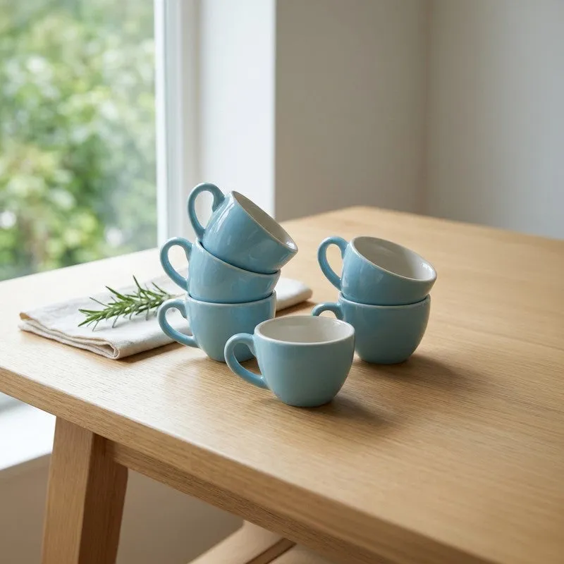 Expresso Ceramic Tea Cup (100 mL/Blue) - Set of Six media 1