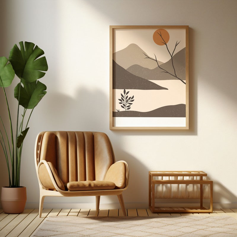 Whispering Graphite Archival Canvas Wall Art - Natural Brown Frame