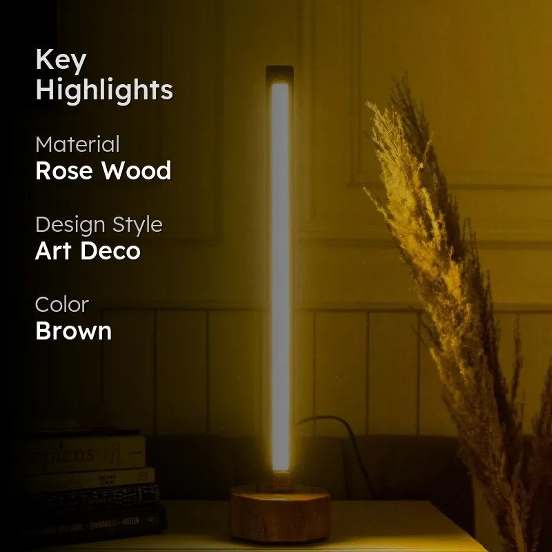 Slim Vertical Rose Wood LED Wooden Floor Lamp media 2