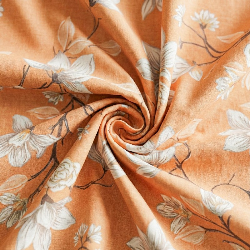 Lidera Flora Cotton Bedsheet (Orange) - 144 TC media 5