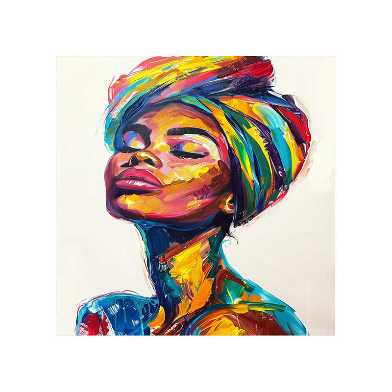 Multi-Colored African Woman Wall Painting media 5
