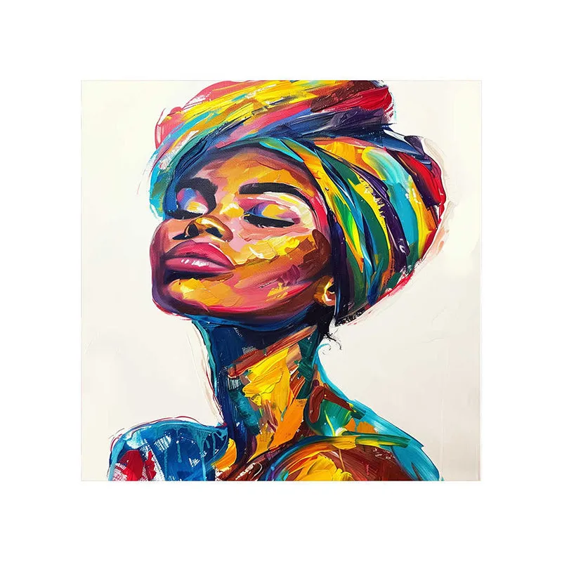 Multi-Colored African Woman Wall Painting media 5