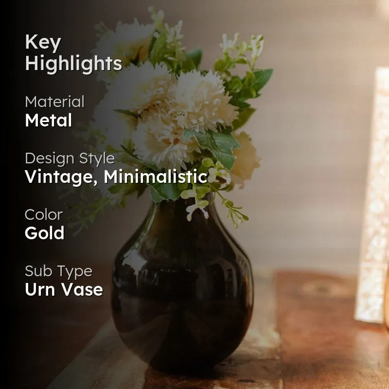 Elosi Metal Vase - Antique Brass media 2