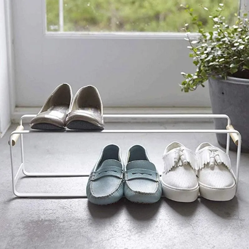 Chic Sole Carbon Steel & Wood Shoe Rack - White media 3