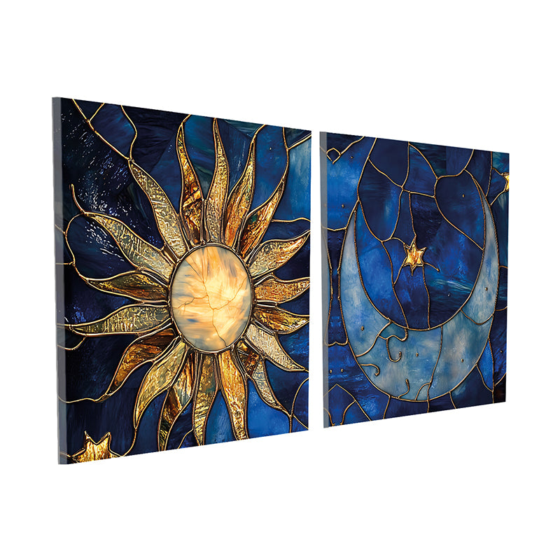 Celestial Mosaic Cotton Canvas Wall Art - Set Of Two media 4