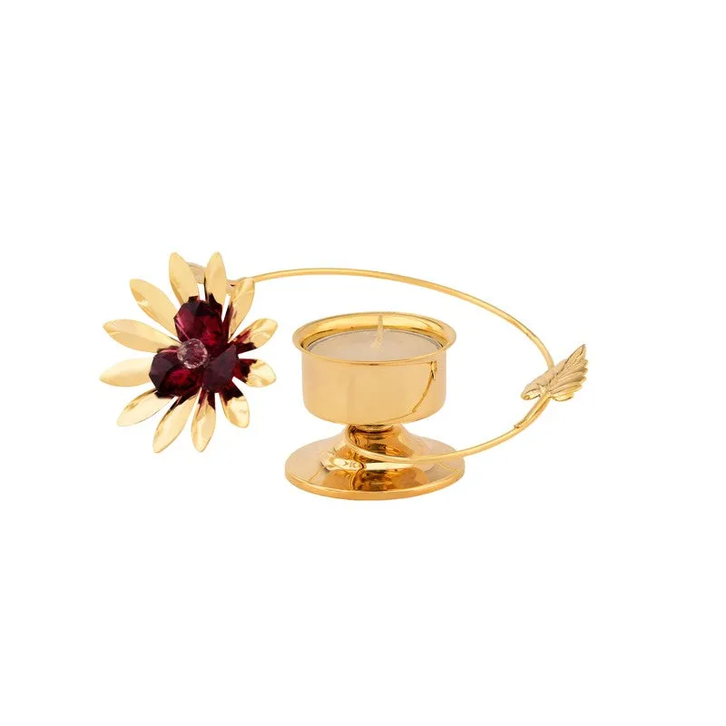 Floral Cup 24K Gold Plated Mild Steel Candle Holder media 4