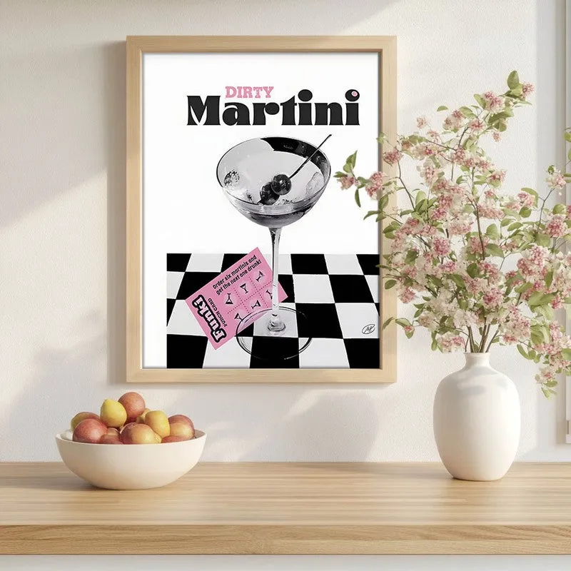 Checks Martini Archival Canvas Wall Art - Brown media 1