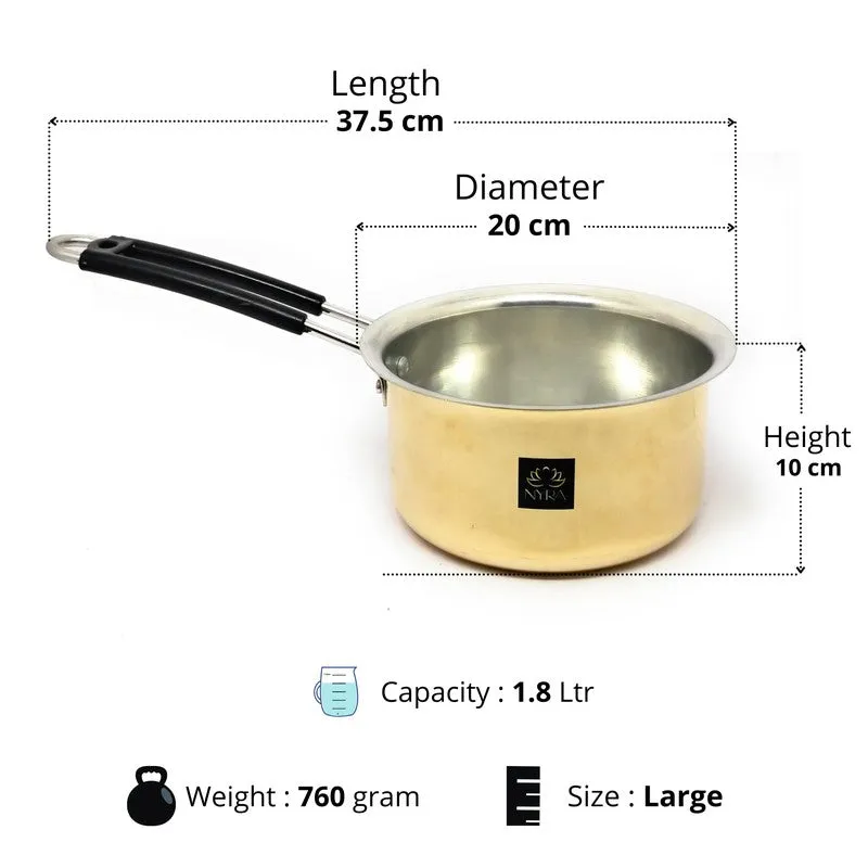 Dipora Brass Sauce Pan - 1800 ML media 8