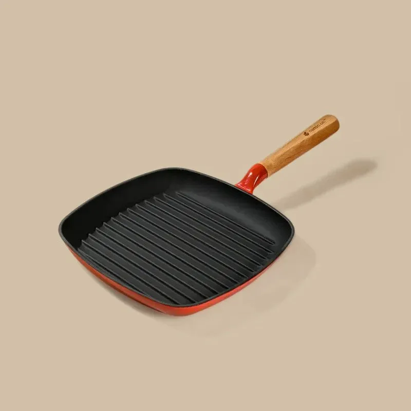Cumin Co Enamel Cast Iron Grill Pan - Rust media 4