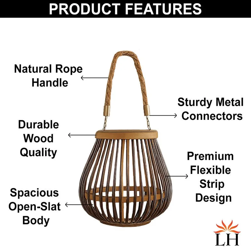 Rustic Teardrop Bamboo Tea Light Candle Holder media 6