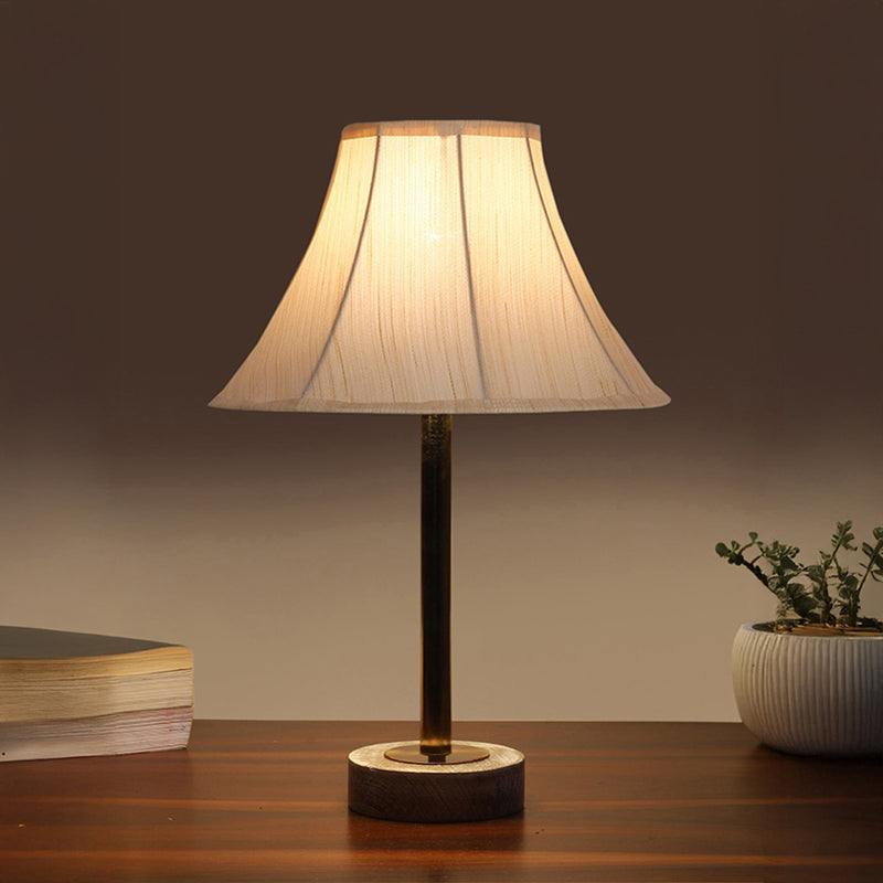 Ceylon Arc Rodin Wooden Table Lamp - OffWhite,Gold,White