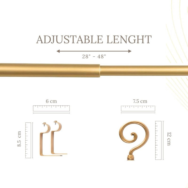 Glissara Extendable 1" Single Curtain Rod With Round Finial & Brackets (Gold) media 5