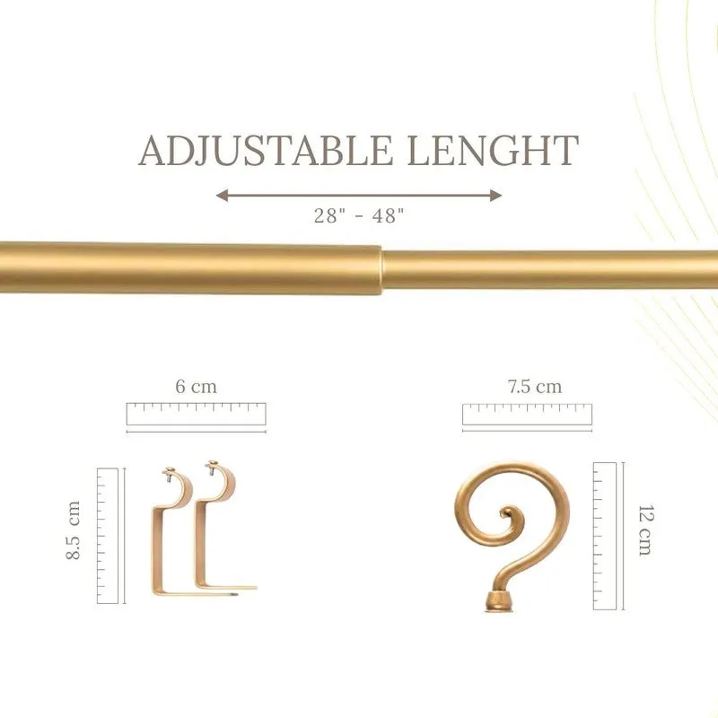 Glissara Extendable 1" Single Curtain Rod With Round Finial & Brackets (Gold) media 5