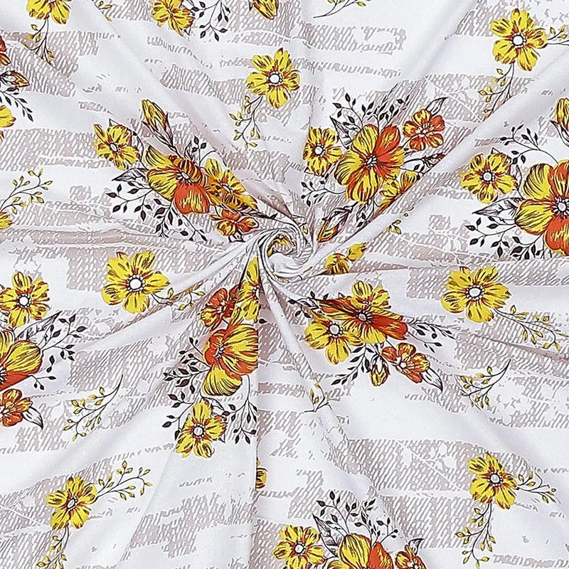 Monte Carlo Petal Story Cotton Bedsheet (White,Orange) - 104 TC media 10